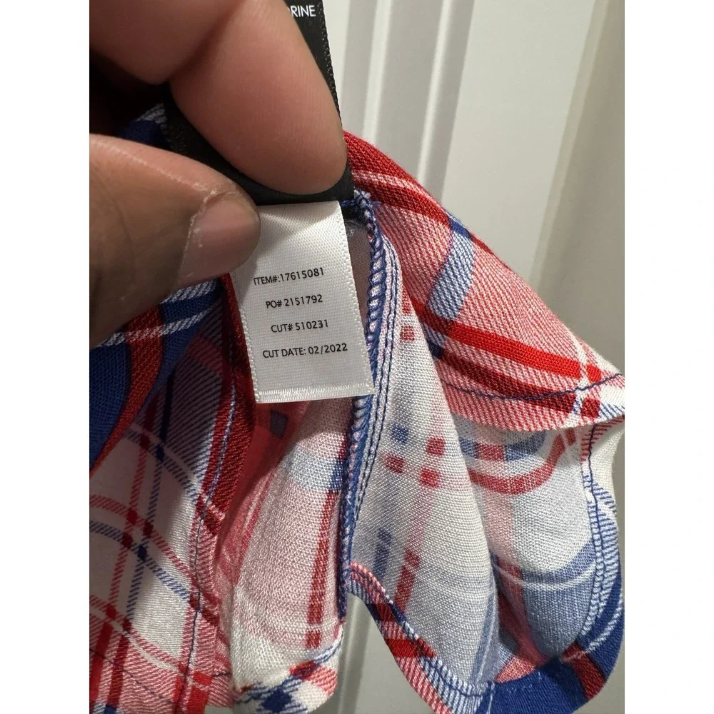 Torrid 3X Slub Button Front Tank Plaid Rayon Red White Blue ( 22-24) Top - Picture 6 of 6